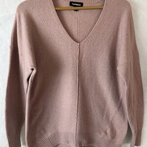 Express Soft Knit V-Neck Sweater – Dusty Rose / Mauve – Size S C030